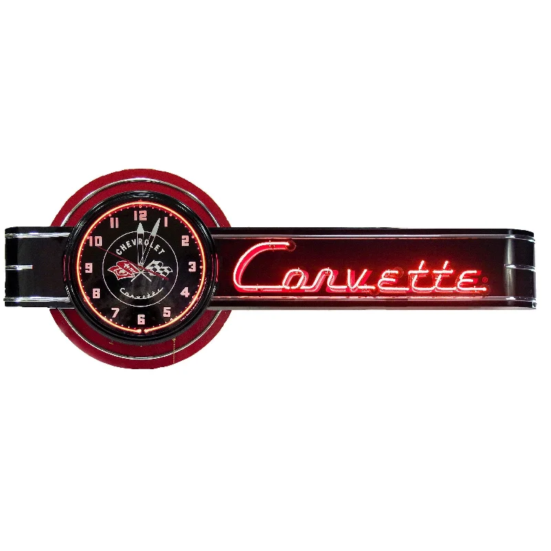 Classic white picture frames-Offset Corvette Neon Clock Sign