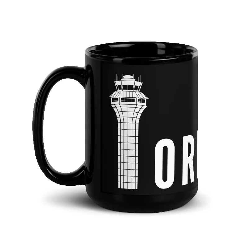 Casual glass tumblers for daily use-ORD TOWER AVL Black Glossy Mug