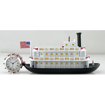 Soft-touch woven throws-C1265M - Paddle Boat Miniature Clock