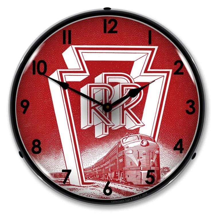 Designer wall art for living rooms-Pennsylvania Railroad LED Clock