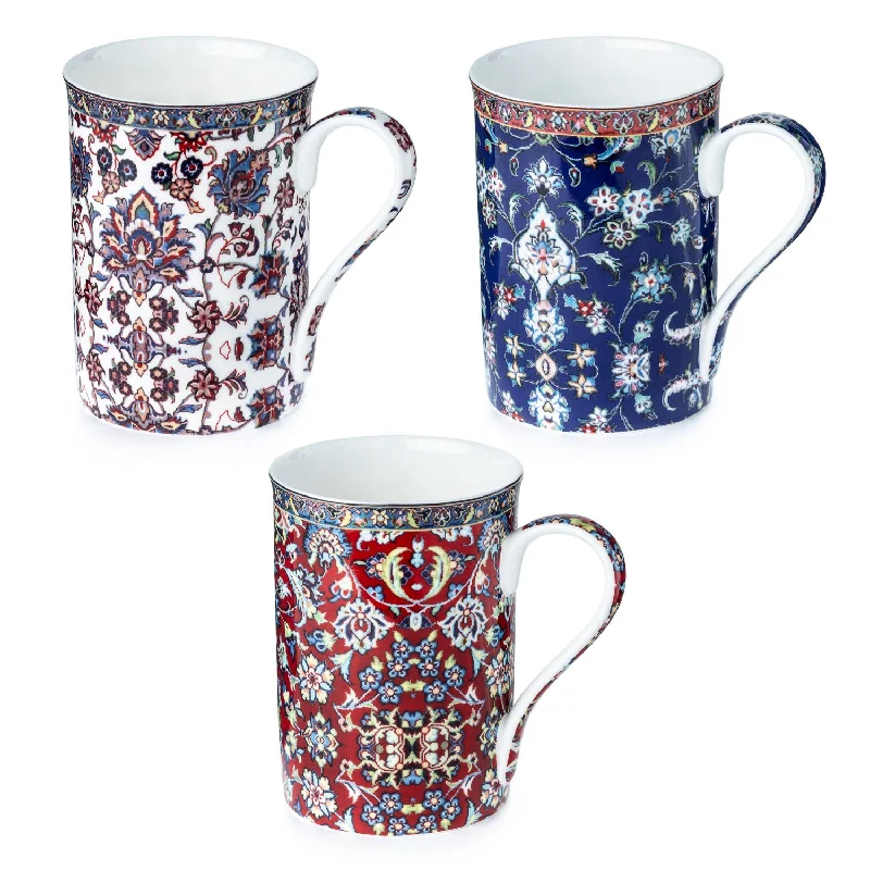 Affordable ceramic mugs for daily use-Persian Tapestry 3 Mug Bundle