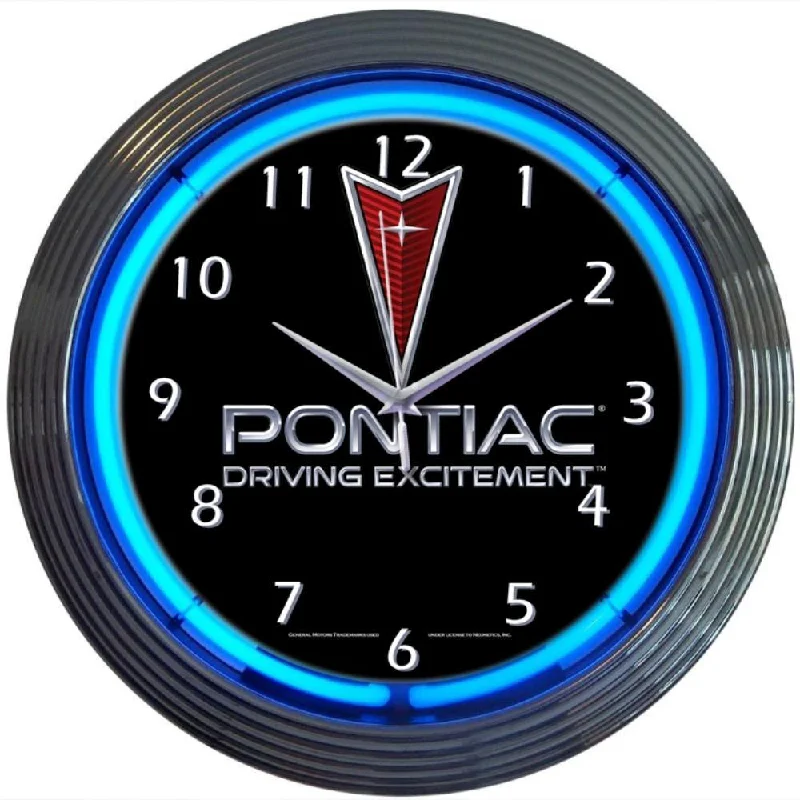 Casual fabric curtains for kids-Pontiac Driving Excitement Neon Clock