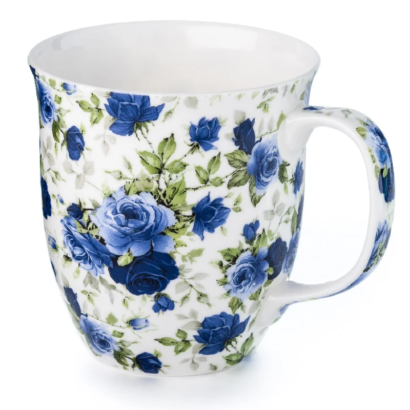 Stylish insulated tumblers for office-Chintz Dark Blue Roses Java Mug