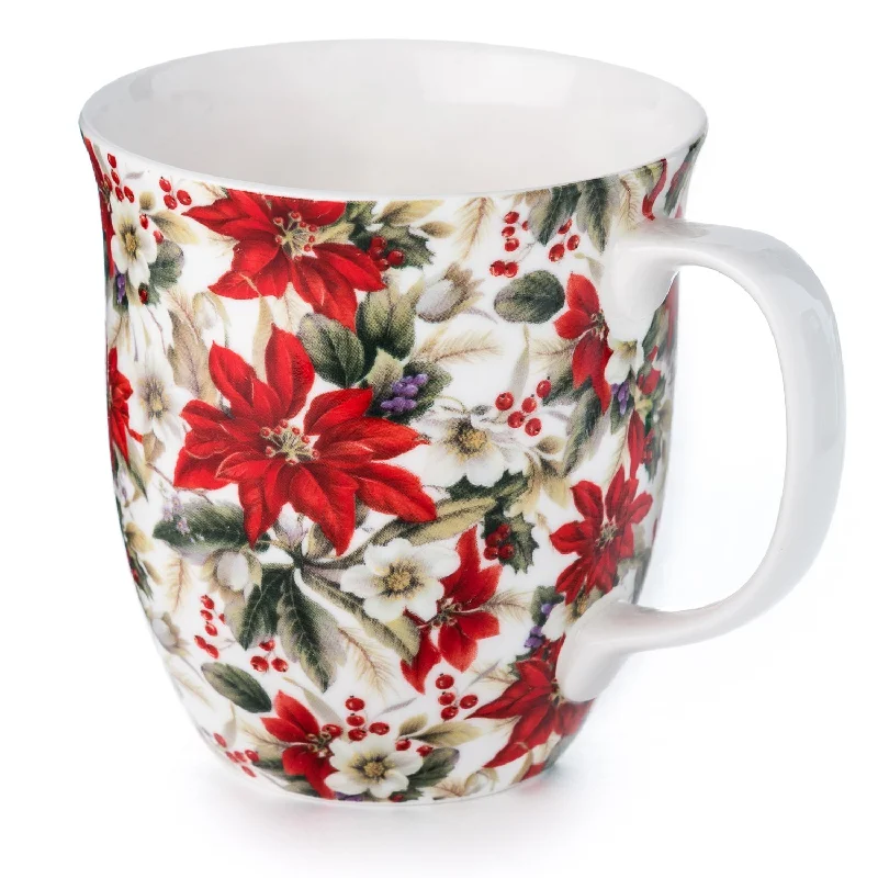 Soft plastic mugs for outdoor use-Chintz Poinsettia Java Mug