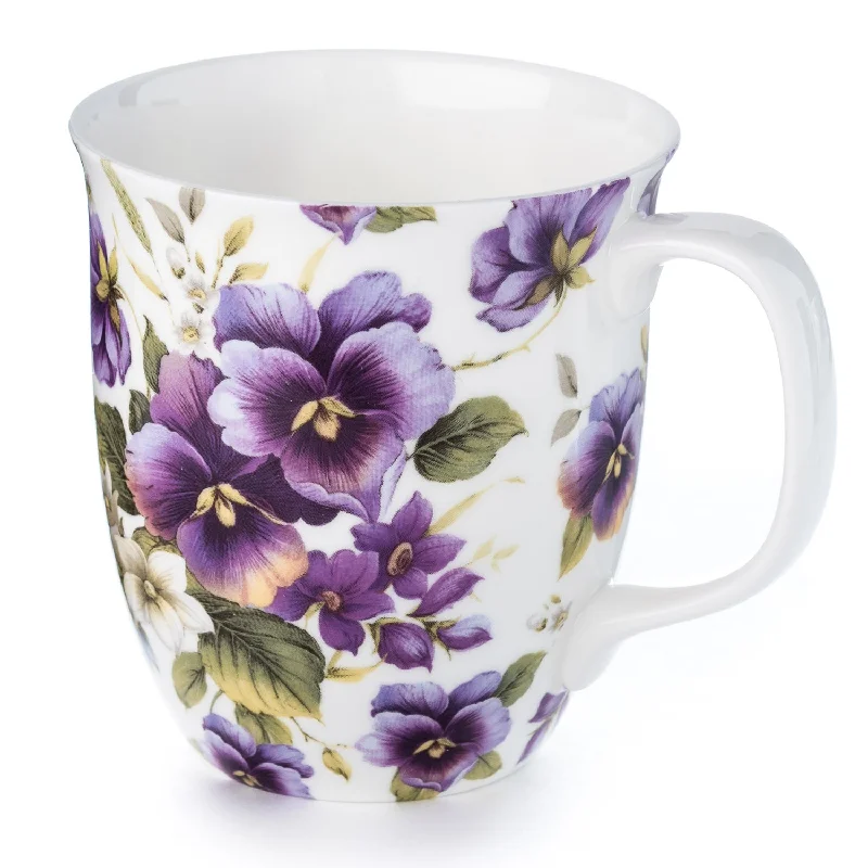 Lightweight aluminum cups for hiking-Chintz Purple Pansies Java Mug