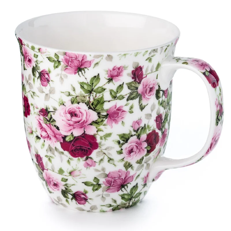 Mini travel cups for hot drinks-Chintz Red & Pink Roses Java Mug