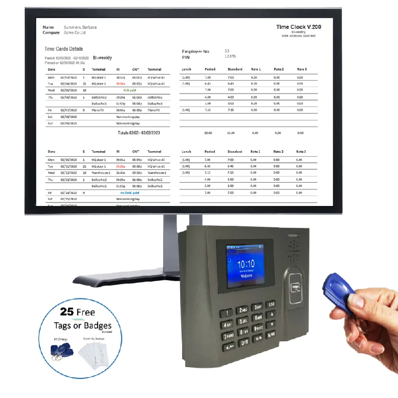 Affordable decorative bowls for tables-Proximity Time Clock | GeoProx 200NT Proximity RFID badge time clock with software inc vacation, sickness | NO SUBSCRIPTIONS. Warranty and 90 days FREE Support. 4 pay rates. Includes 25 free tags or badges.