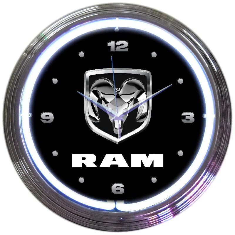 Trendy holographic decor pieces-Ram Neon Clock