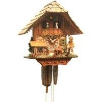 Affordable throw cushions for chairs-Rombach & Haas (Romba) FEEDING DEER Model 1385B 1-Day Black Forest Cuckoo Clock, Carved, Painted, Intricate and Charming