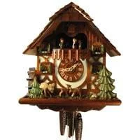 Elegant velvet pillows for sofas-Rombach & Haas (Romba) JUMPING DEER Model 1386 1-Day Black Forest Cuckoo Clock with Animated Figures