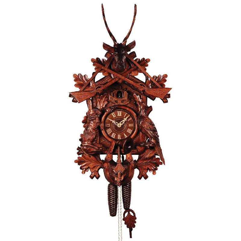 Soft-touch velvet curtains-Rombach and Haas - Carved Style Cuckoo Clock 3650  - Made in Germany