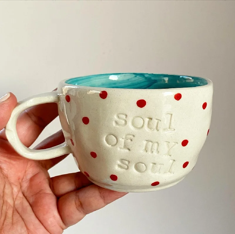 Stylish silicone tumblers for camping-Soul of my soul wobbly mug in aqua. Proceeds from this mug go to Gaza.