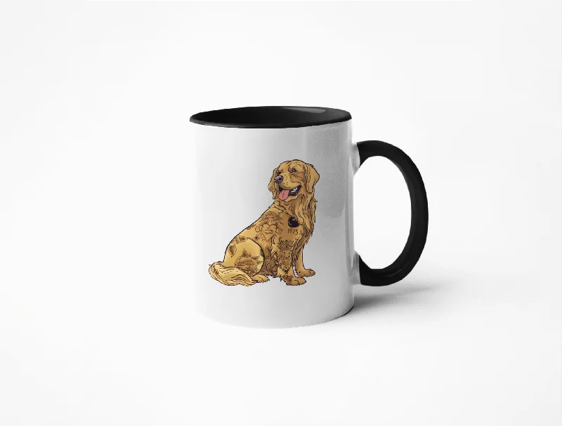 Soft-touch ceramic tumblers for home-Tattooed Golden Retriever - Coffee Mug, Taylor Swift's TTPD