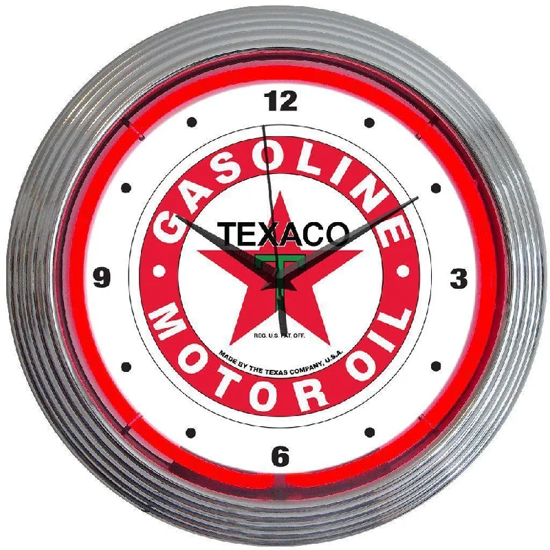 Vintage-inspired metal decor-Texaco Gasoline Neon Clock