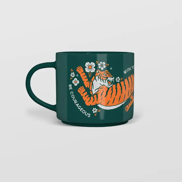 Designer glass mugs with handles-Tiger Mug