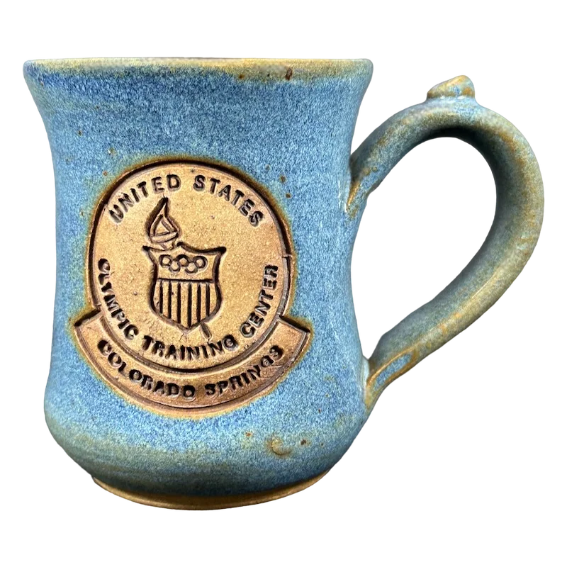 Etched glass tumblers for weddings-United States Olympic Training Center Colorado Springs Signed Pottery Mug Down To Earth Pottery