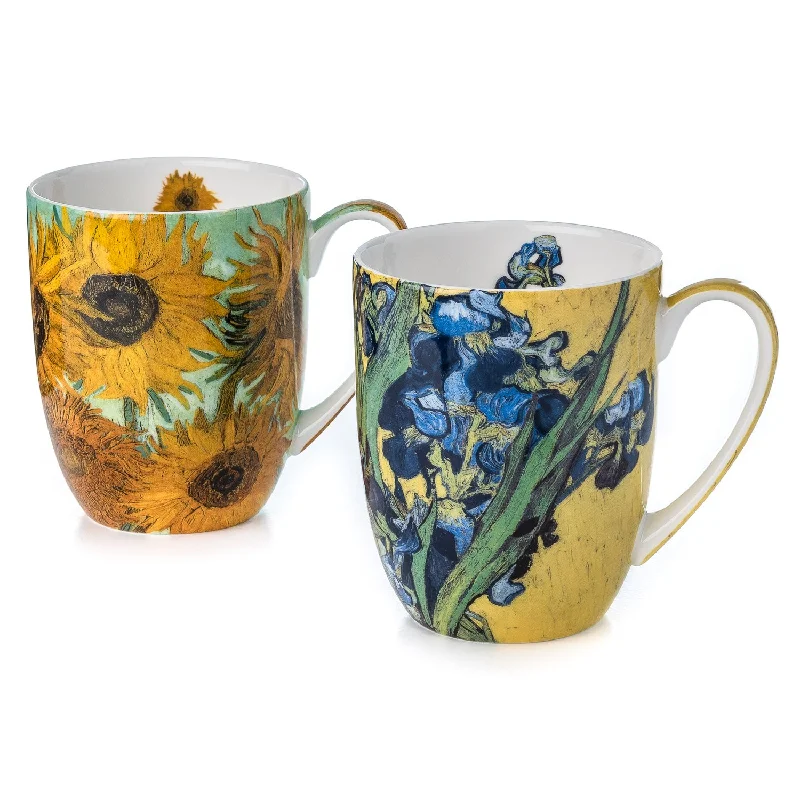 Reusable silicone cups for parties-Van Gogh Flowers Mug Pair