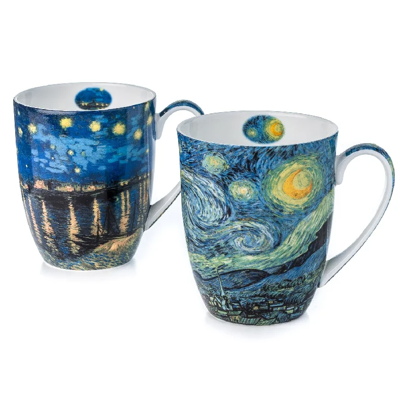 Durable plastic cups for kids-Van Gogh Starry Nights Mug Pair