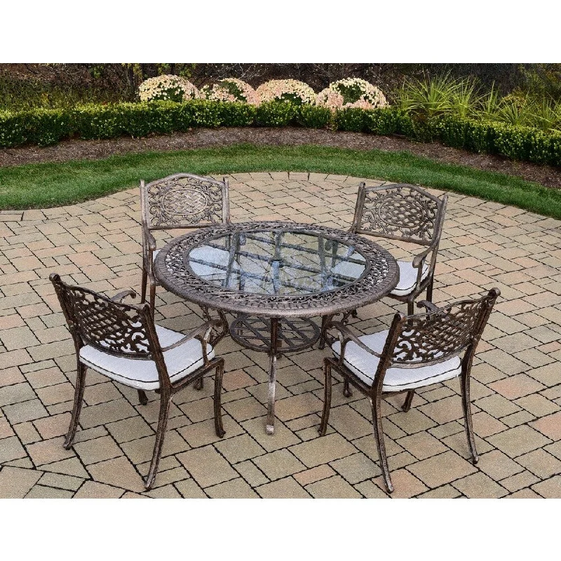 Casual fabric curtains for kids-5-piece Weather-resistant Patio Dining Set with Cushioned Chairs