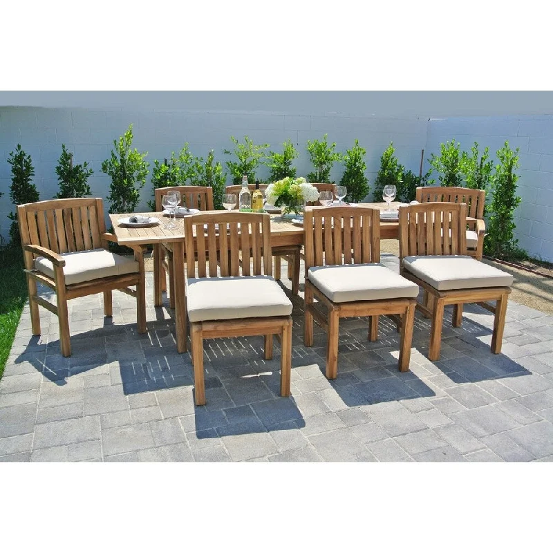 Designer wall art for living rooms-9 pc Huntington Teak Outdoor Patio Furniture Dining Set with Expansion Table. Sunbrella Cushion.