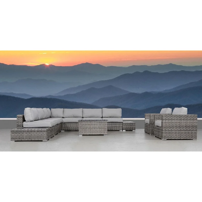 Waterproof outdoor lanterns-LSI 12 Piece Rattan Sectional Seating Group with Cushions