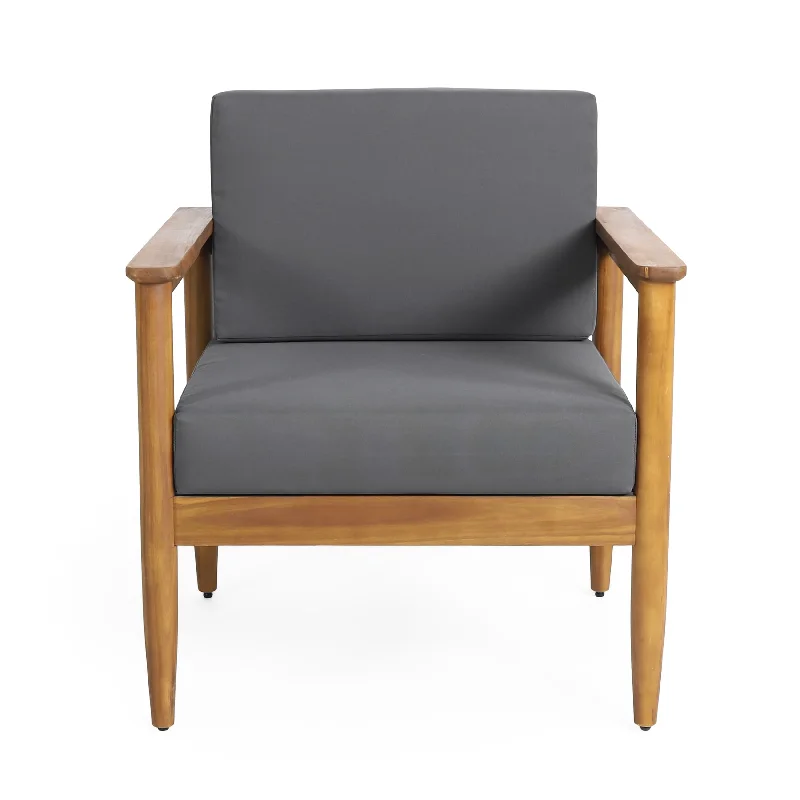 Chic metal wall art-Magnolia Acacia Wood Outdoor Club Chair with Cushions by Christopher Knight Home