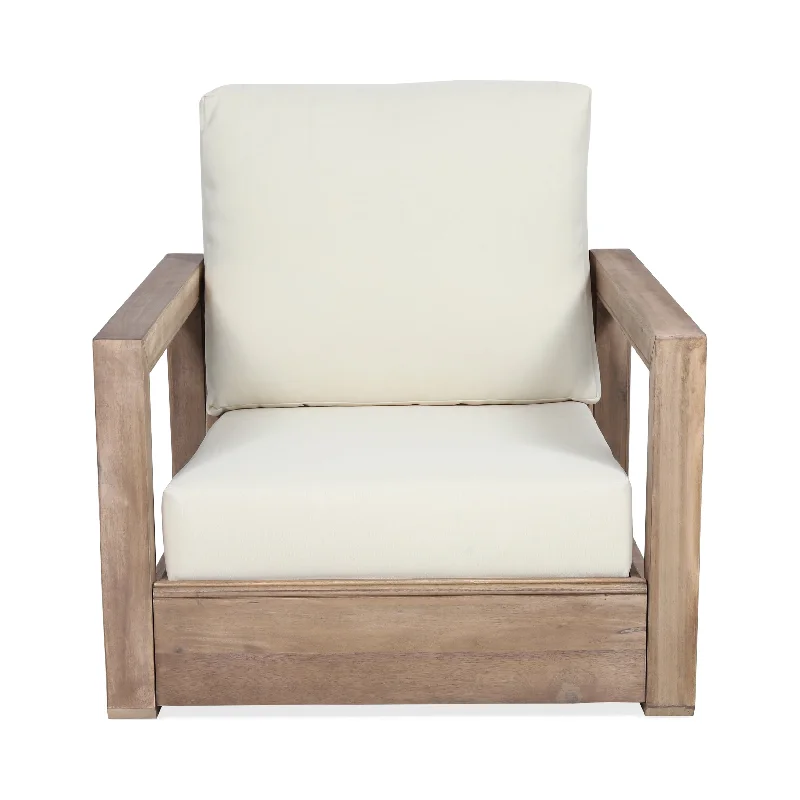 Trendy geometric sculptures-Westchester Acacia Wood Outdoor Club Chair with Cushion by Christopher Knight Home