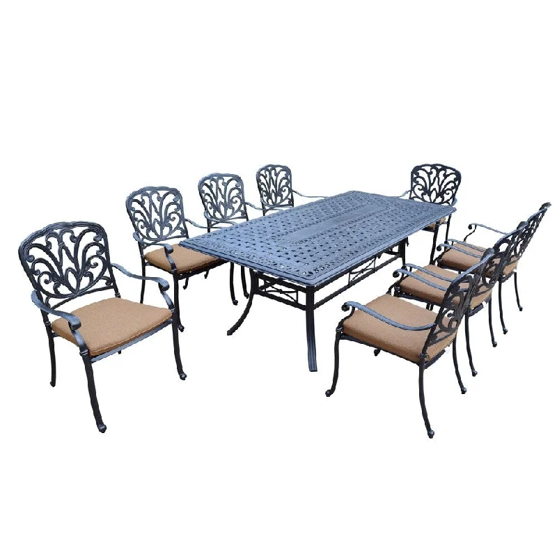 Affordable throw cushions for chairs-9 Pc Dining Set with Rectangle Table, 8 Stackable Chairs with Cushions