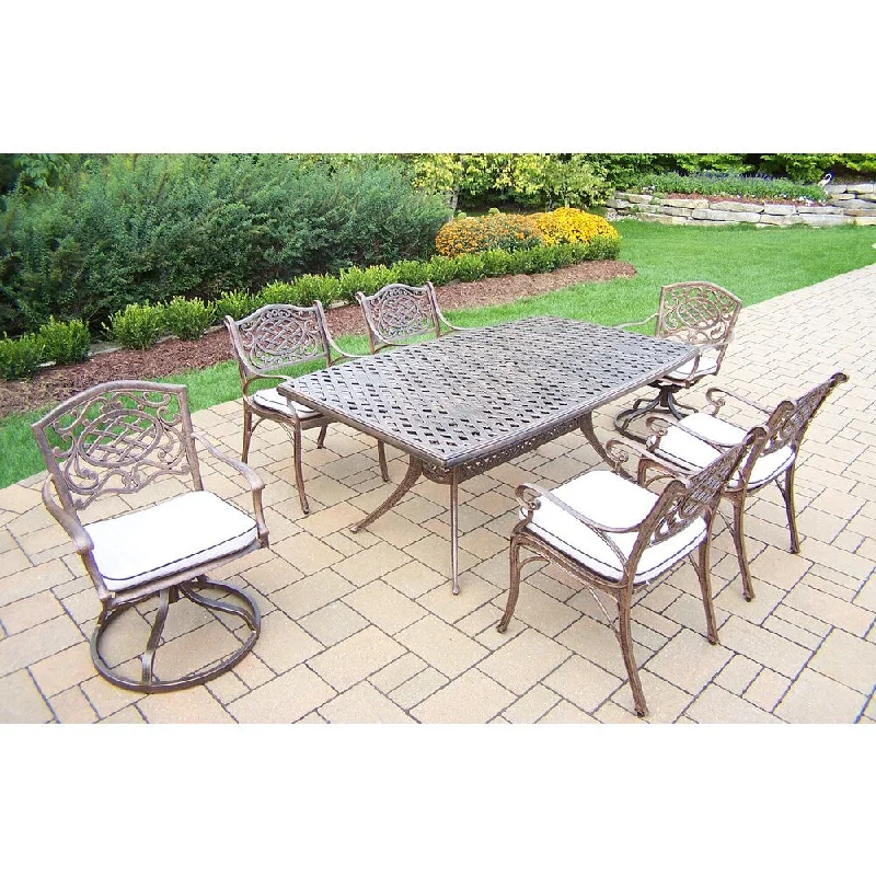 Trendy pastel wall decor-Casselton 7-Piece Outdoor Dining Set with Off-White Cushions