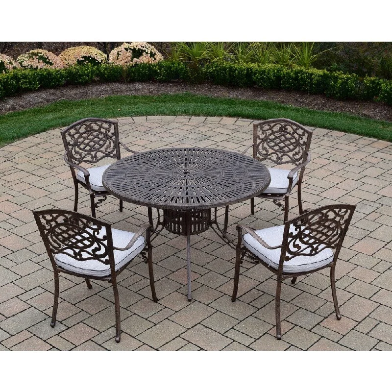 Structured ceramic planters-Cast 5 pc Dining Set, with Table, and 4 cushioned Stackable Chairs