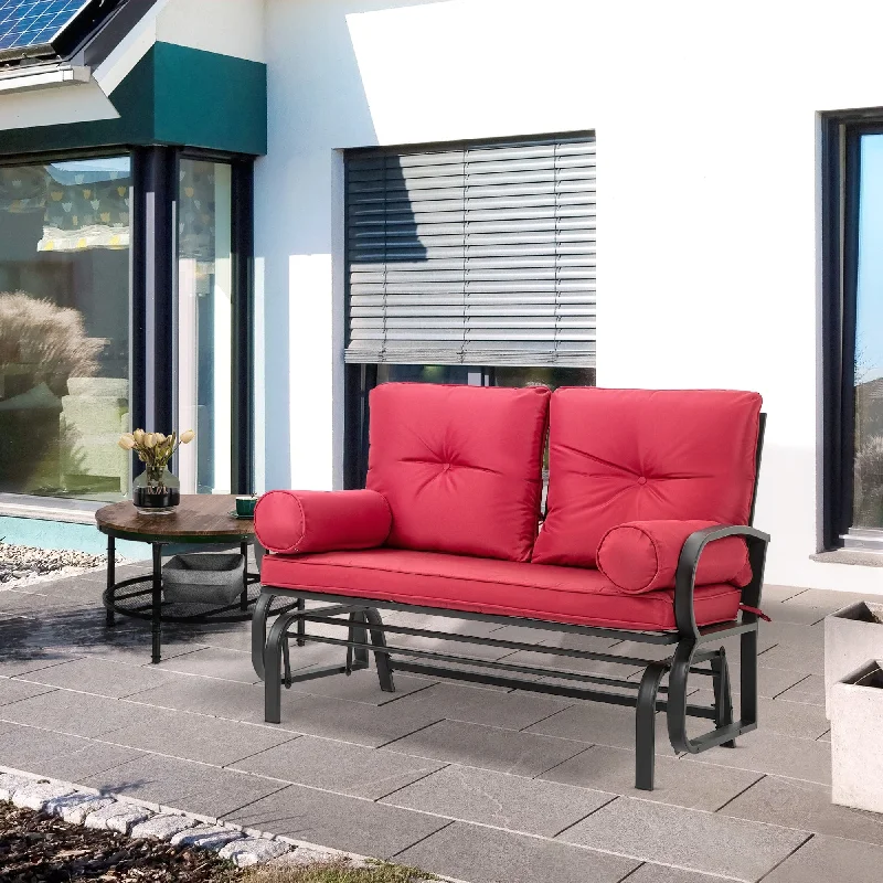 Designer wall art for living rooms-Outsunny 2-Person Outdoor Glider Bench, Patio Double Rocking Swing Loveseat with Steel Frame and Cushions