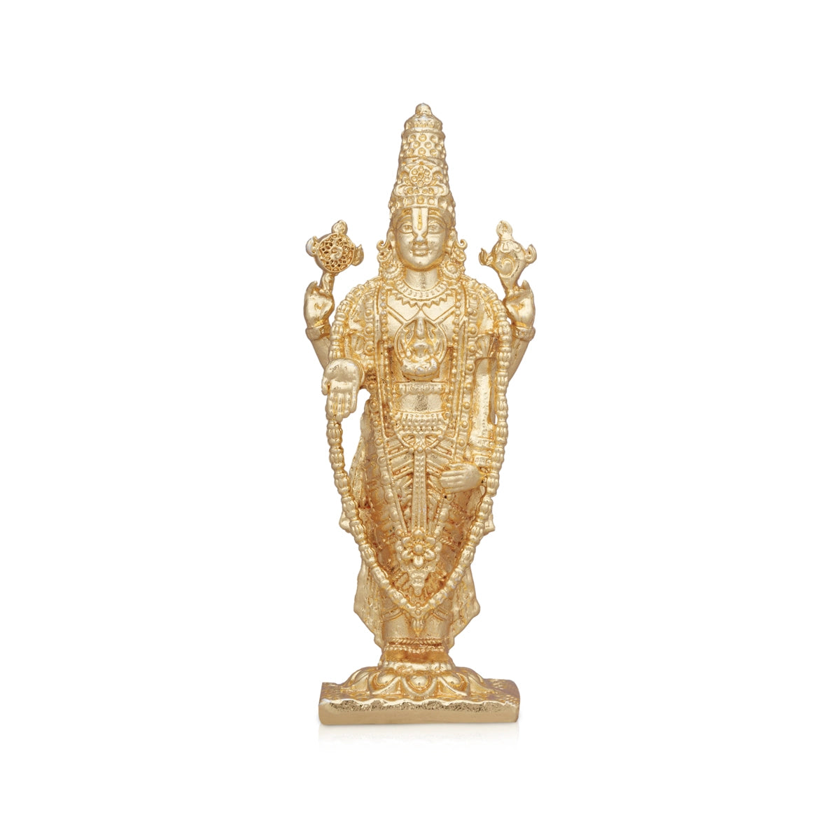 Chic woven wall baskets-Balaji Murti - 3.25 x 1.5 Inches | Copper Idol/ Gold Polish Balaji Standing Statue for Pooja/ 95 Gms Approx