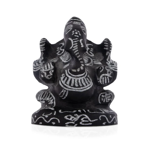 Designer ceiling lights with crystals-Black Stone Ganesh Murti  - 3 Inches | Ganapathi Vigraham/ Vinayagar Statue for Pooja