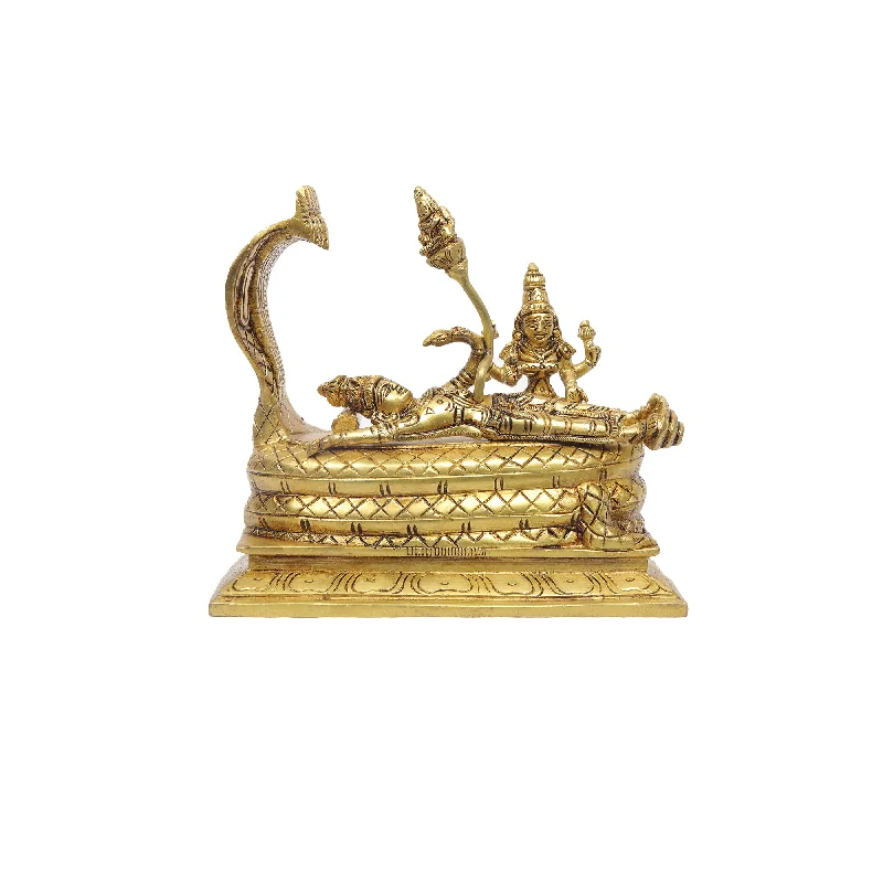 Trendy metallic wall sculptures-Brass Anantha Padmanabha