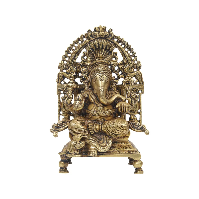 Compact decorative bowls for keys-Brass Ganesh With Frame