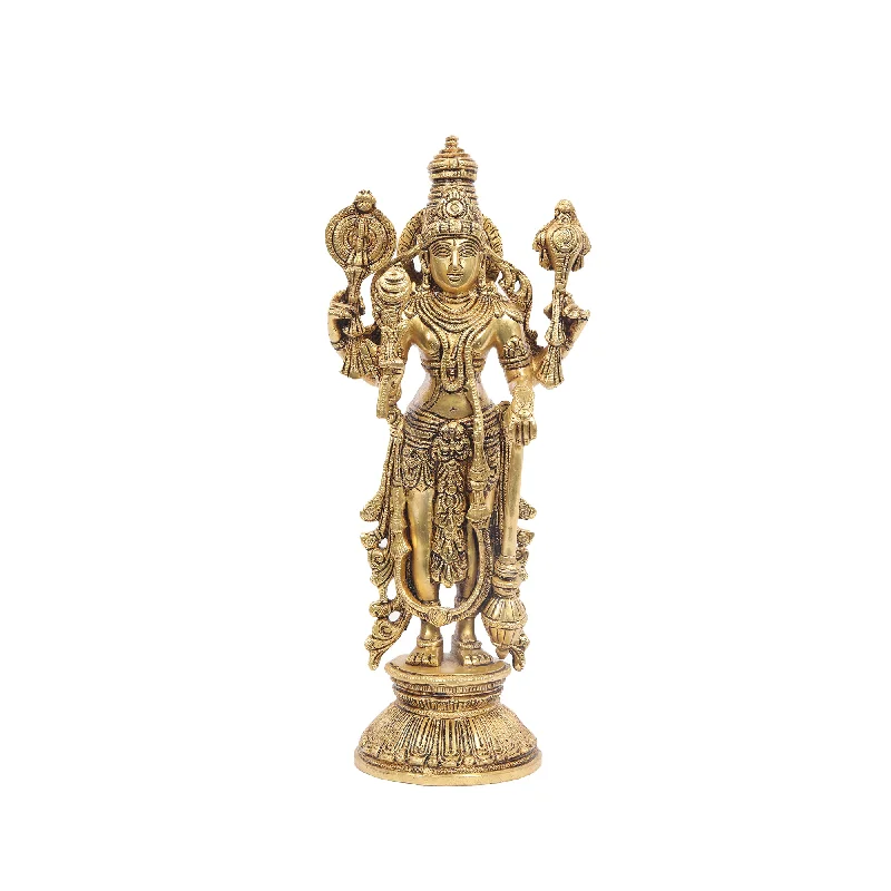 Vintage brass candlesticks-Brass Vishnu Standing