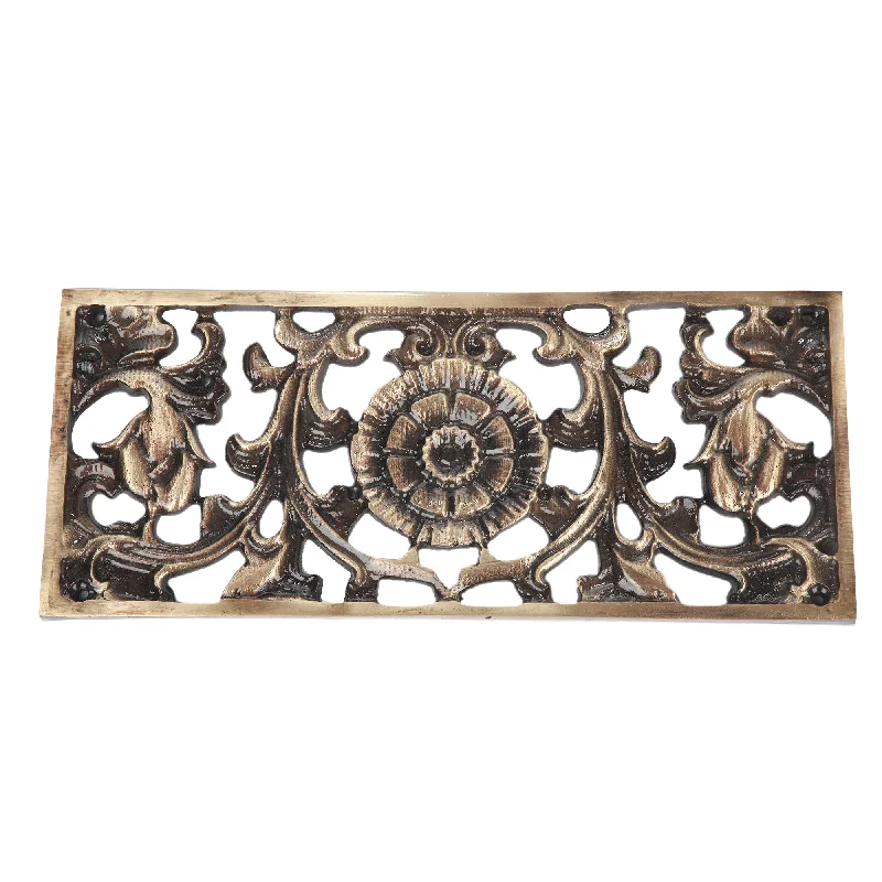 Lightweight decorative trays for coffee tables-Bronze Wall Hanging Jali Panel