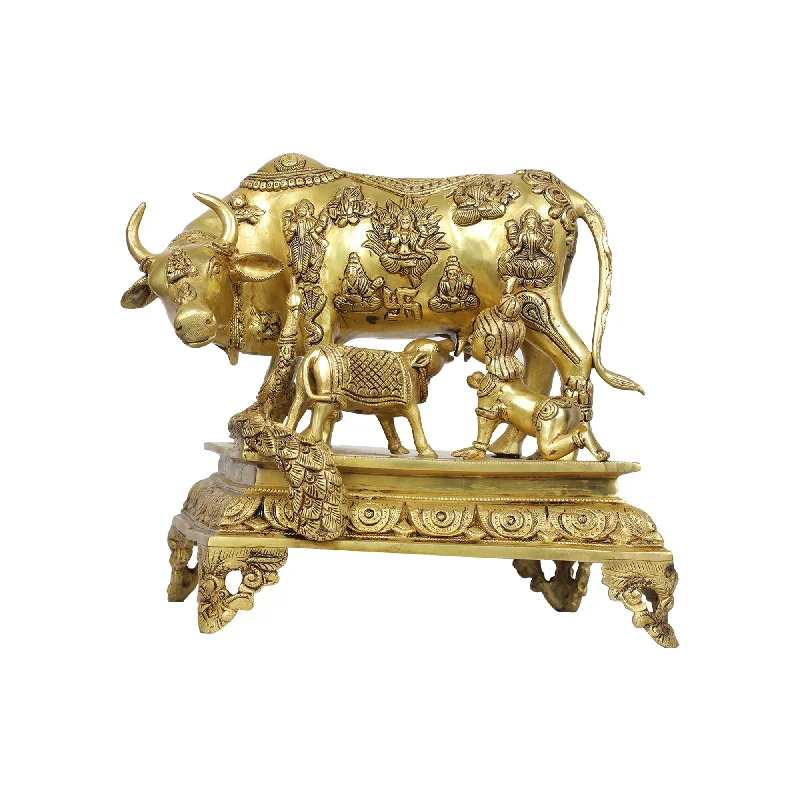 Stylish gold-accented decor pieces-Cow with calf