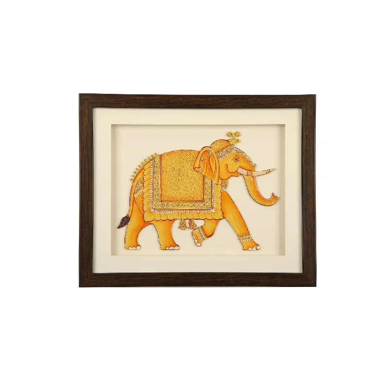 Designer ceramic candle holders-Elephant Embossed  Fine Cut Work Frame