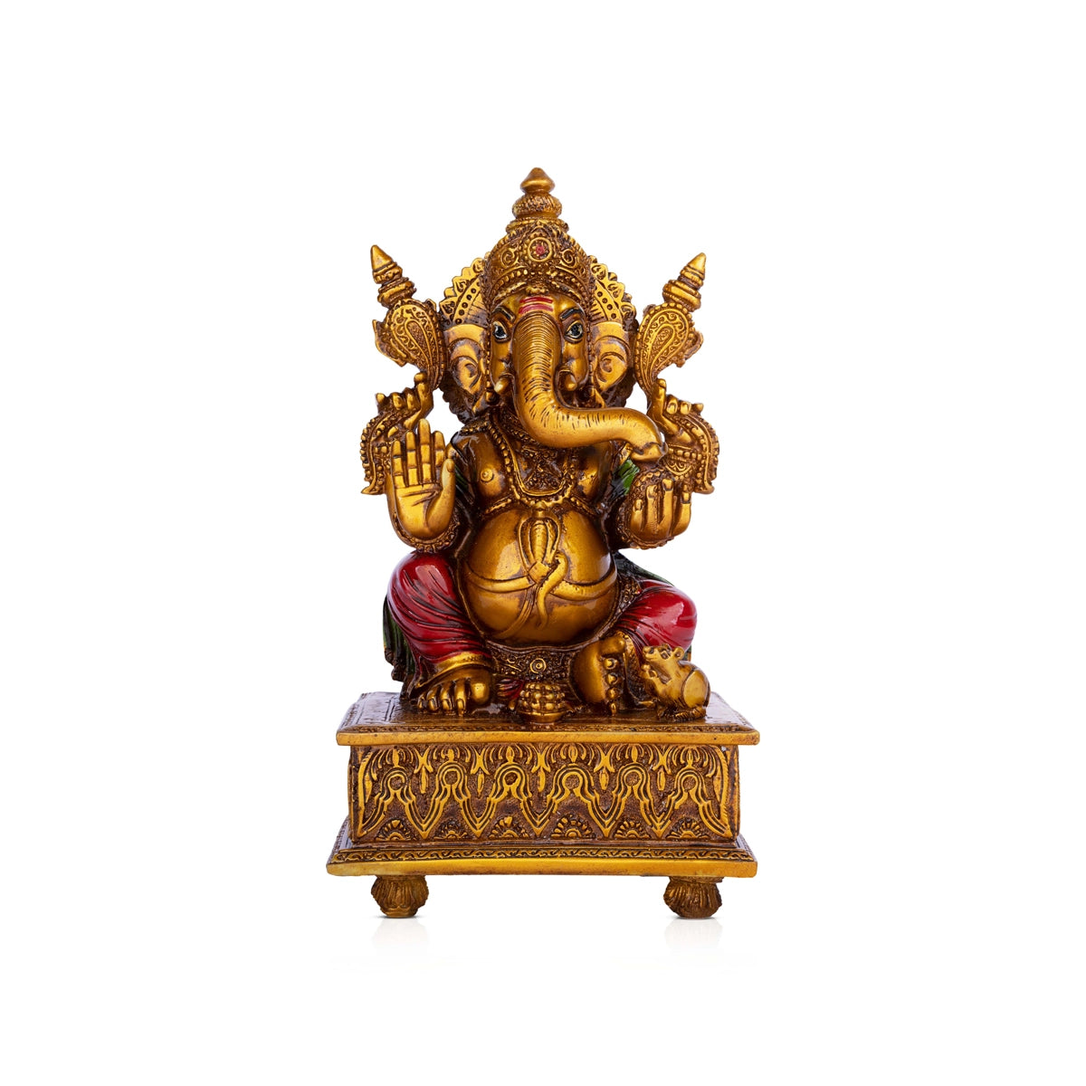 Soft knitted throws for winter-Ganesh Murti - 10.5 x 5.5 Inches | Vinayagar Idol/ Ganpati Murti Sitting On Simhasan/ Resin Statue for Pooja