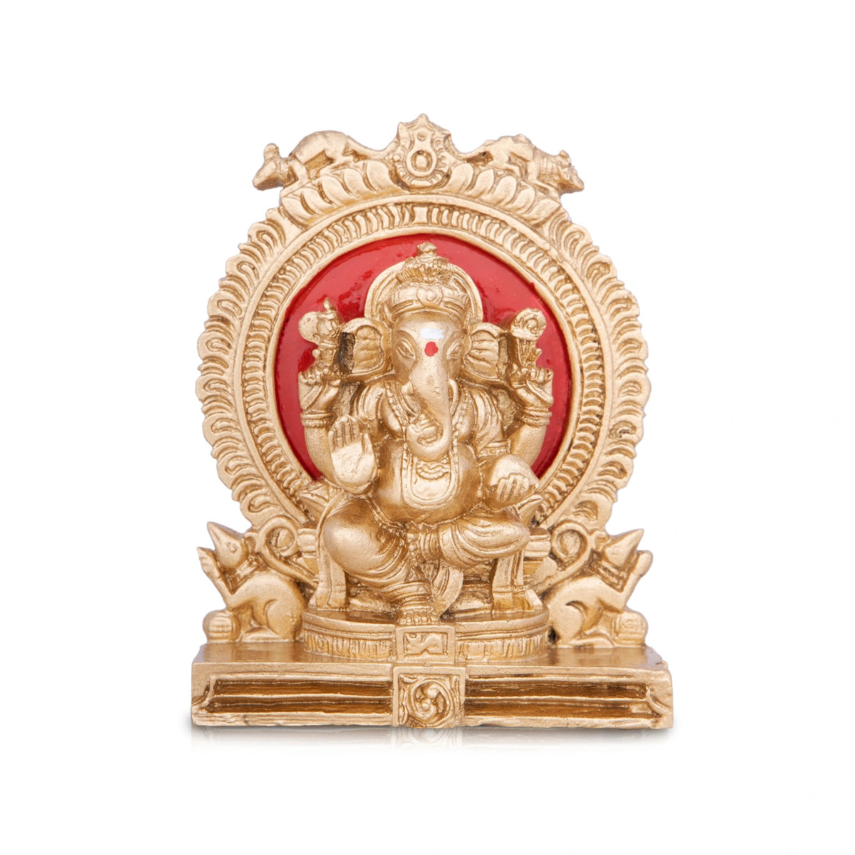 Bright colored rugs for kids’ rooms-Ganesh Murti - 4 x 2 Inches | Gold Polish Vinayagar Idol/ Ganpati Murti Sitting On Simhasan/ Resin Statue