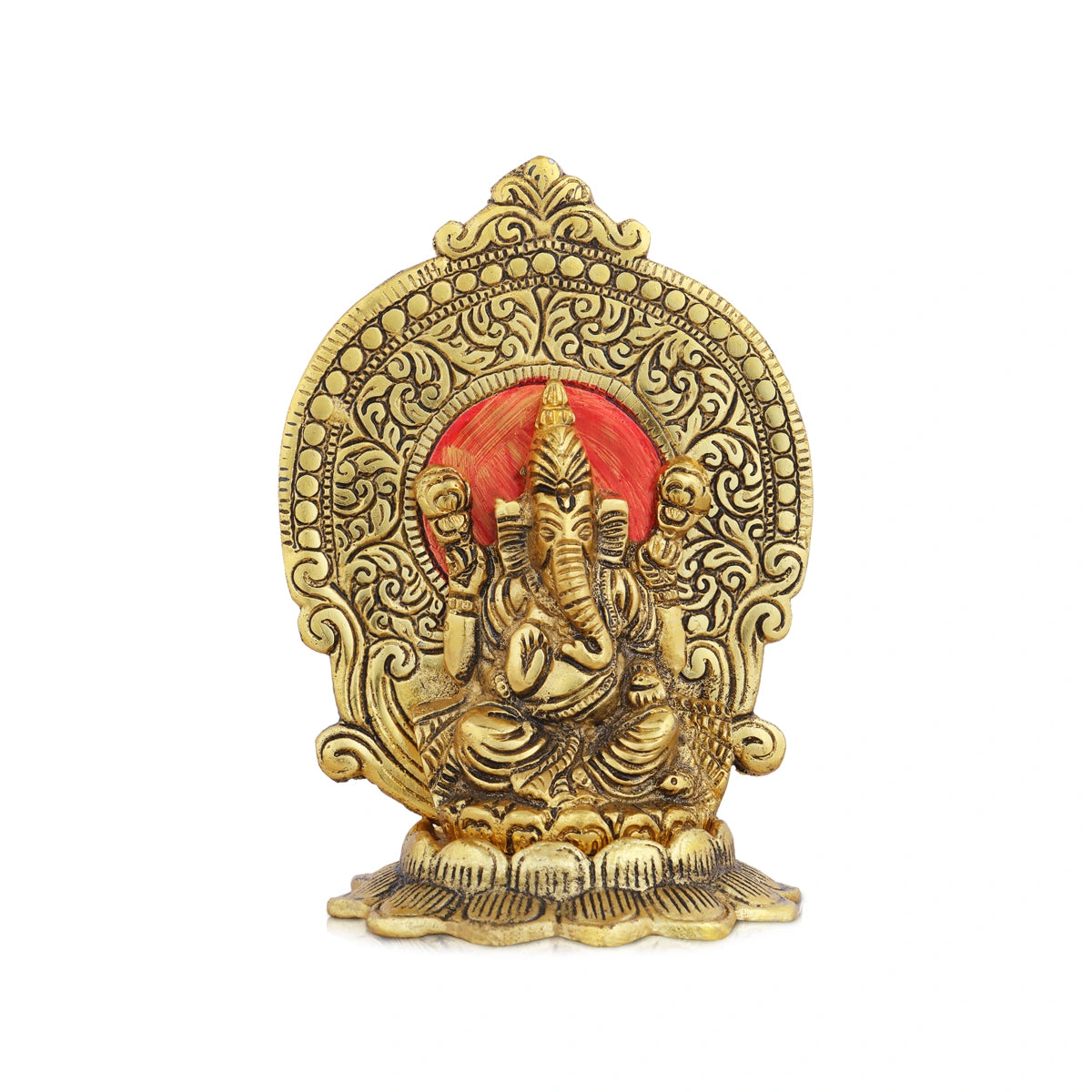 Reusable fabric wall hangings-Ganpati Murti - 6 x 4 Inches | Aluminium Ganesh Murti/ Gold Polish Ganesh Idol for Home