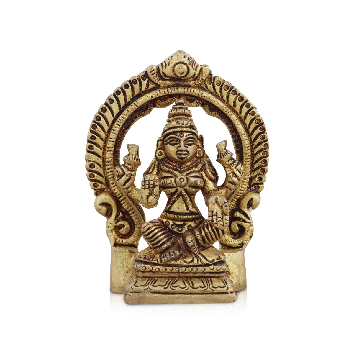 Casual wooden frames for photos-Lakshmi Statue with Arch - 3.5 x 2.5 Inches | Antique Brass Idol/ Laxmi Idol for Pooja/ 250 Gms Approx