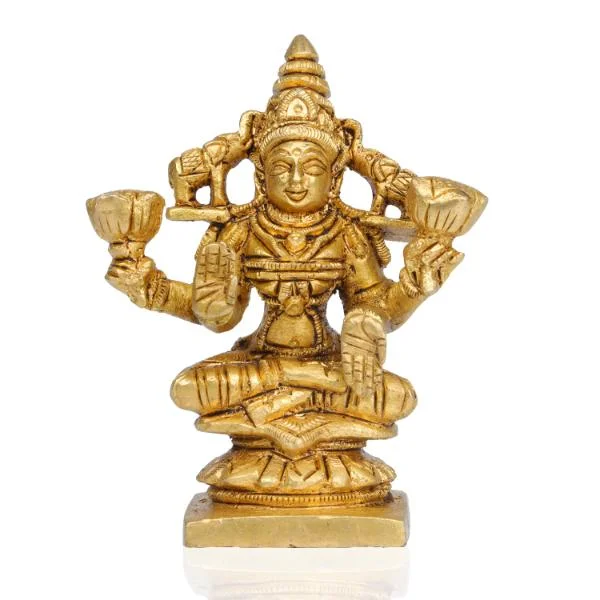 Trendy metallic wall sculptures-Laxmi Murti  - Square Base - 3.5 x 3 Inches | Brass Idol/ Lakshmi Idol/ Lakshmi Murti/ Lakshmi Statue for Pooja