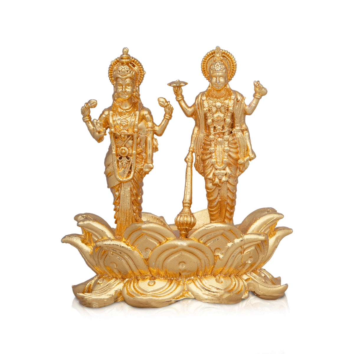 Stackable storage baskets for organization-Laxmi Vishnu Murti - 1.75 x 1.5 Inches | Copper Idol/ Gold Polish Lakshmi Vishnu Idol for Pooja/ 45 Gms Approx