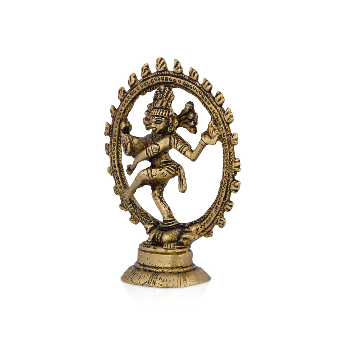 Luxury marble sculptures for homes-Natraj Murti - 4 x 3.5 Inches | Antique Brass Statue/ Nataraja Vigraham for Pooja/ 130 Gms Approx