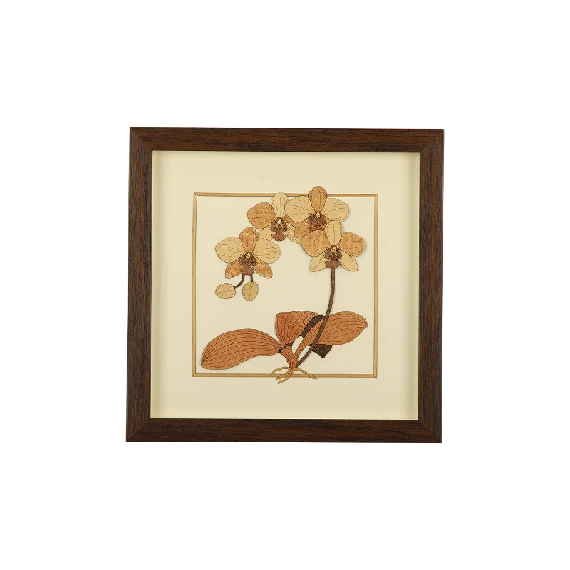 Designer wall art for living rooms-ORCHID Wooden Carving Frame