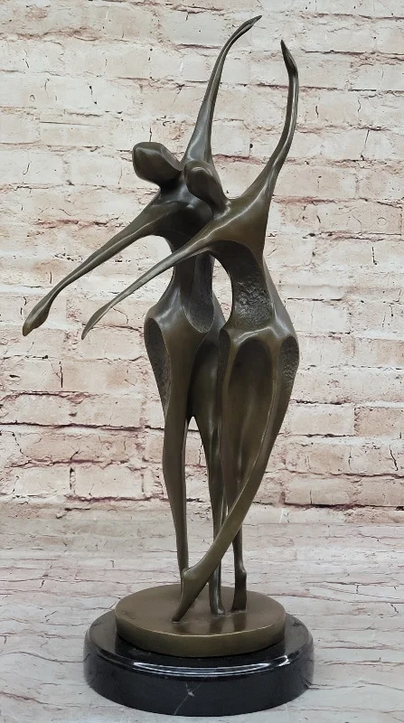 Designer ceramic candle holders-Unique Abstract Midcentury Art - Two Dancer Modern Bronze Statue by Milo