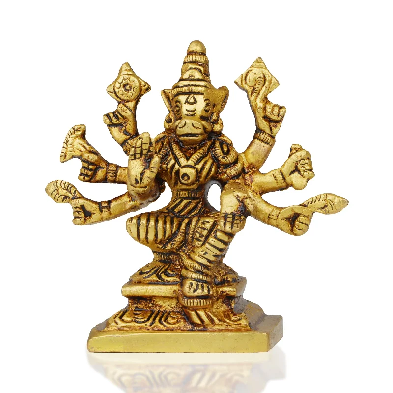 Multi-purpose wooden trays-Varahi Amman Statue - 3.5 Inches | Varahi Idol/ Antique Brass Statue/ Varahi 8 Hands Idol for Pooja