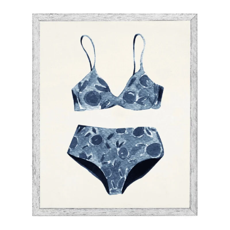 Vintage-inspired wall clocks-Watercolor Floral Navy Bikini